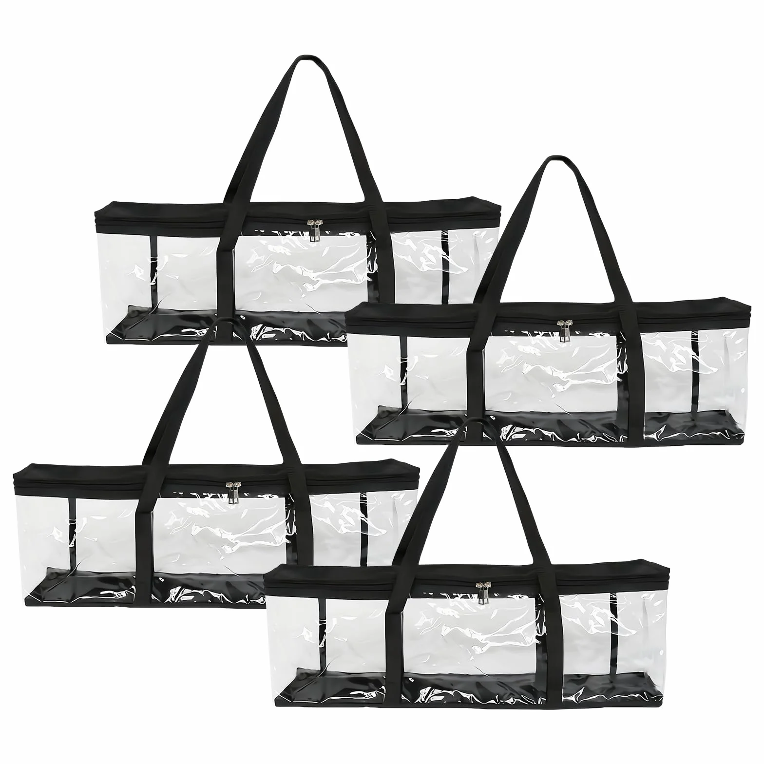 Sacs de Rangement Portable pour CD, Sac de PVC Transparent pour DVD, Pochettes de Transport Grande Capacité avec Poignées, Sac de Protection pour Blu-Ray Albums Jeux Vidéo Livres (4)