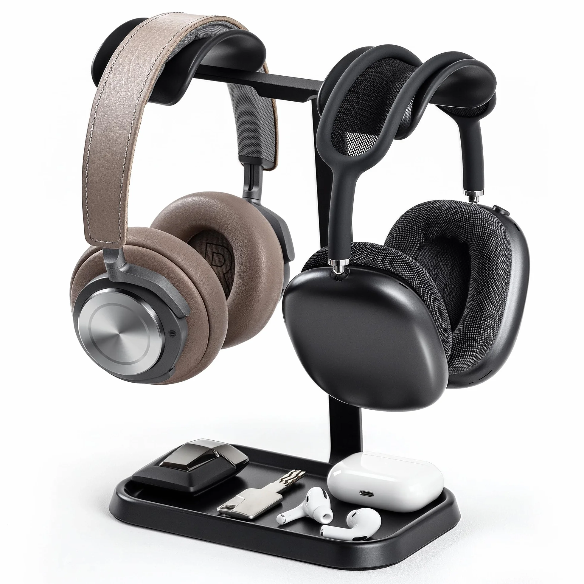 Double Support pour Casque, Support de Casque Double équilibré pour Bureau (Noir)