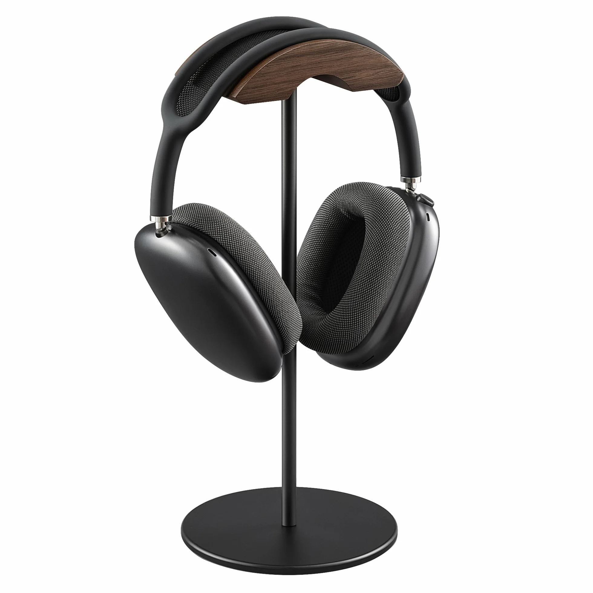Support Casque, Support des Écouteurs en Noyer et Aluminium, Porte de Casque de Jeu avec Base Solide Lourde pour Toutes Les de Casques (Noir)
