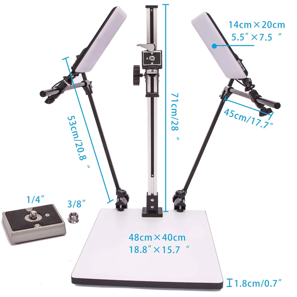 (Copy Light) Support de copie Pro avec deux lumières E27 A + Plaque de déverrouillage rapide pour DSLR Macro Shoot Photo Video