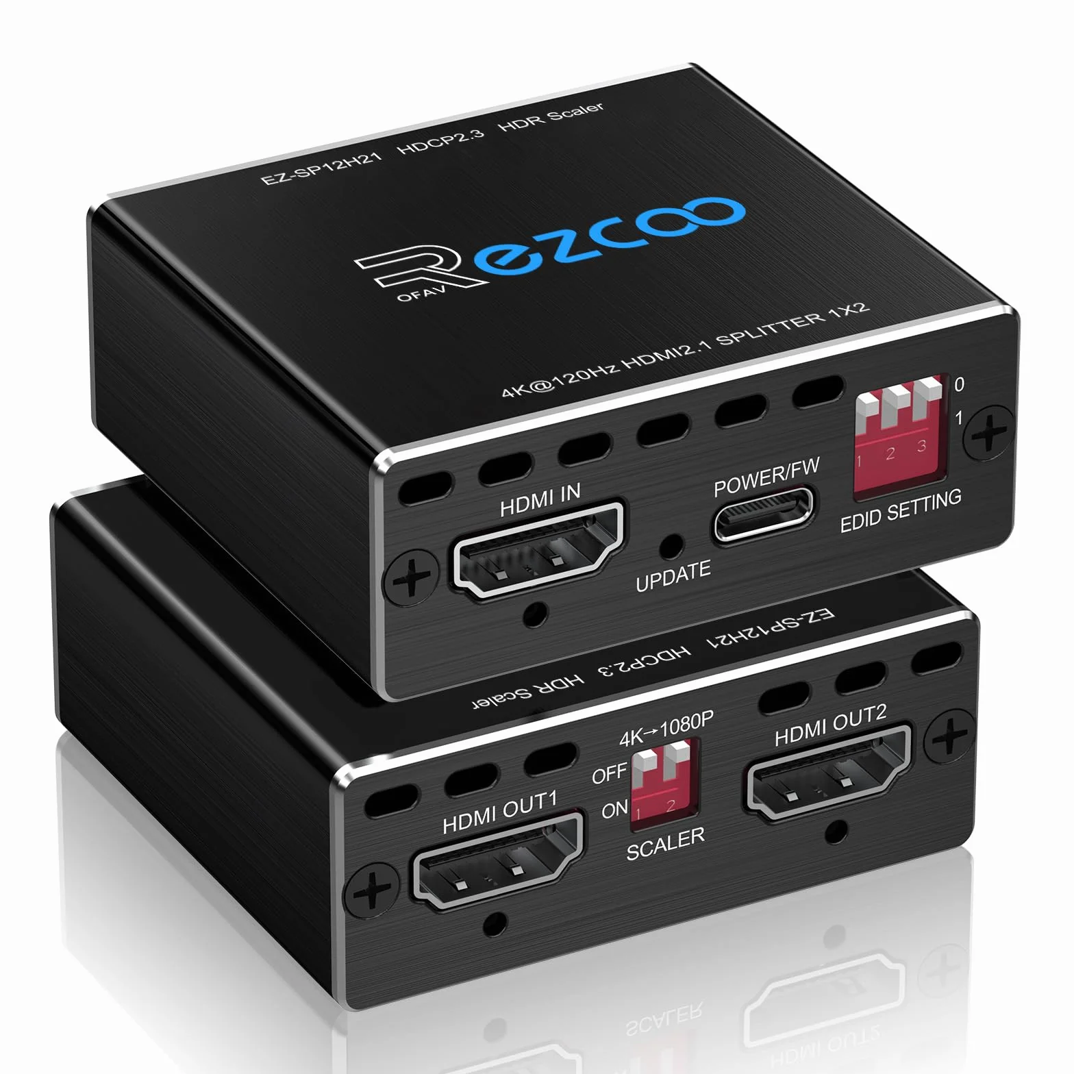Splitter HDMI 2.1 4K 120Hz 8K 60Hz 1 entrée 2 Sorties VRR ALLM HDCP2.3 HDR10 8K UHD Dolby Vision Atmos Scaler 4K EDID 1080P HDMI 2.1. Répartiteur 1x2 Compatible avec PS5, SkyQ, Xbox, NVIDIA, AMD.