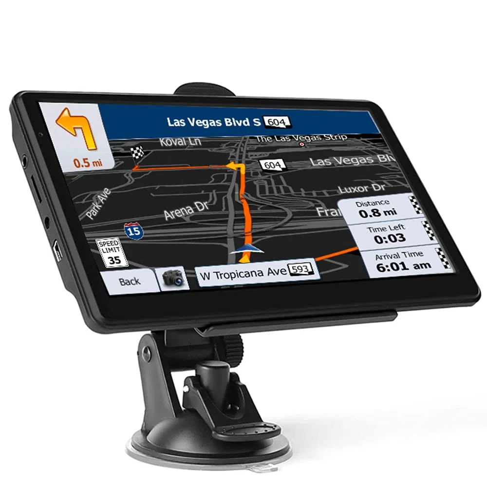 GPS pour voitures, mises à jour gratuites à vie, cartes de l'UE 7", recherche de code postal et guidage vocal, alerte radar, aide au guidage de voie, POI
