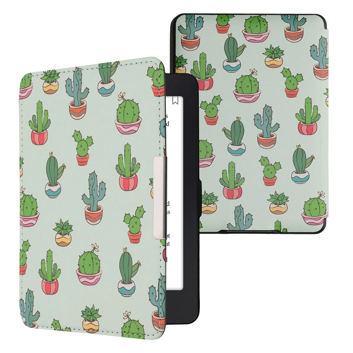 kwmobile Étui Compatible avec Amazon Kindle Paperwhite Coque - Étui à Rabat magnétique Tablette eReader Similicuir - Vert Clair-Vert foncé