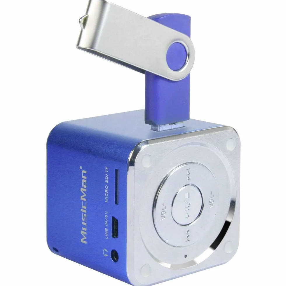 Technaxx Mini Musicman - Enceintes portables 1 voie, 3 W, 150 - 18000 Hz, 4 Ω, 10 %, avec fil, bleu