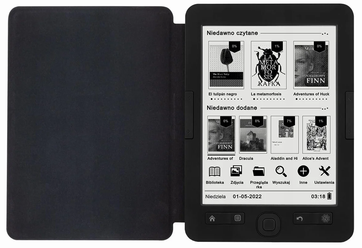Lecteur Bemi Cognita+ 6" E-Ink Carta, 4GB, PDF reflow, étui en Cuir intégré, Batterie 1800mAh, Prise microSD, Support Adobe DRM