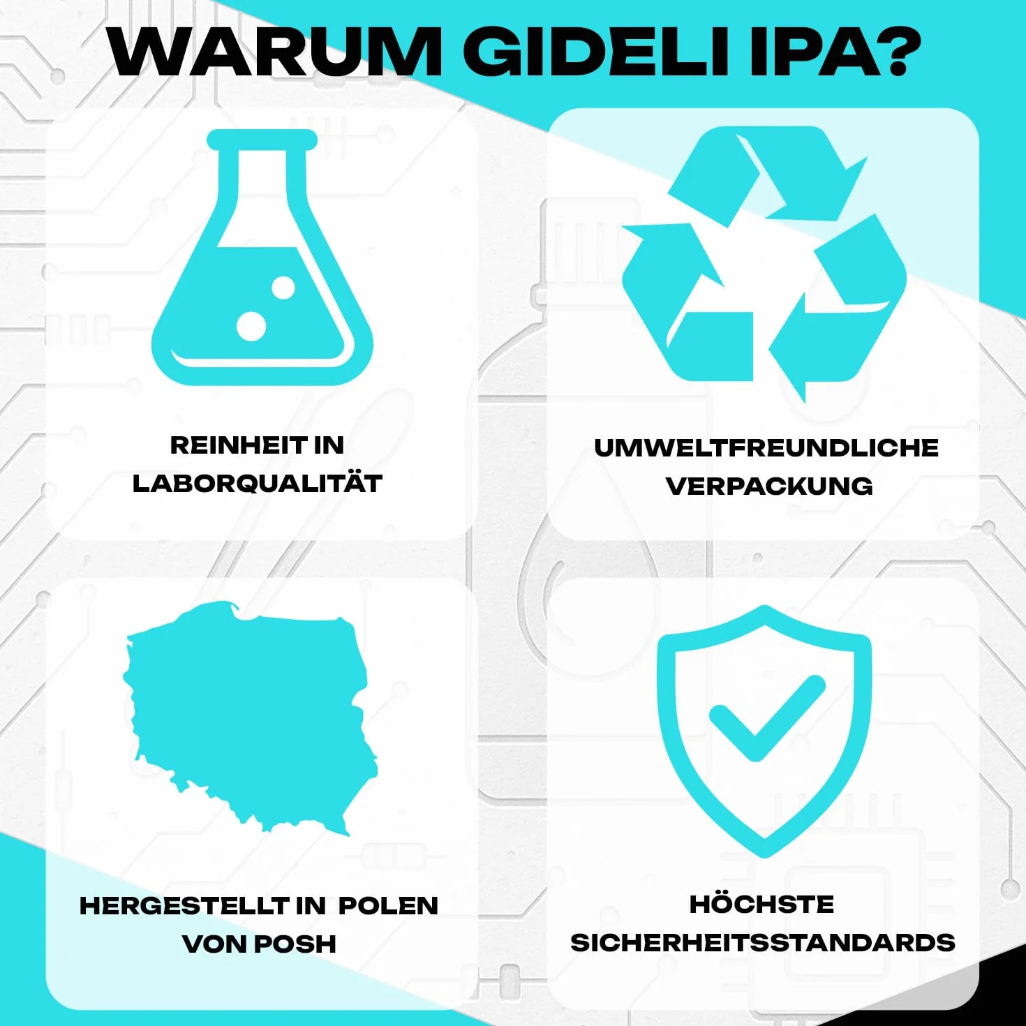 GiDeli Isopropanol 99,9% 15 litres d'alcool isopropylique à haute teneur en alcool pour le nettoyage des composants électroniques, lentilles et écrans, nettoyage des résines avec impression 3D