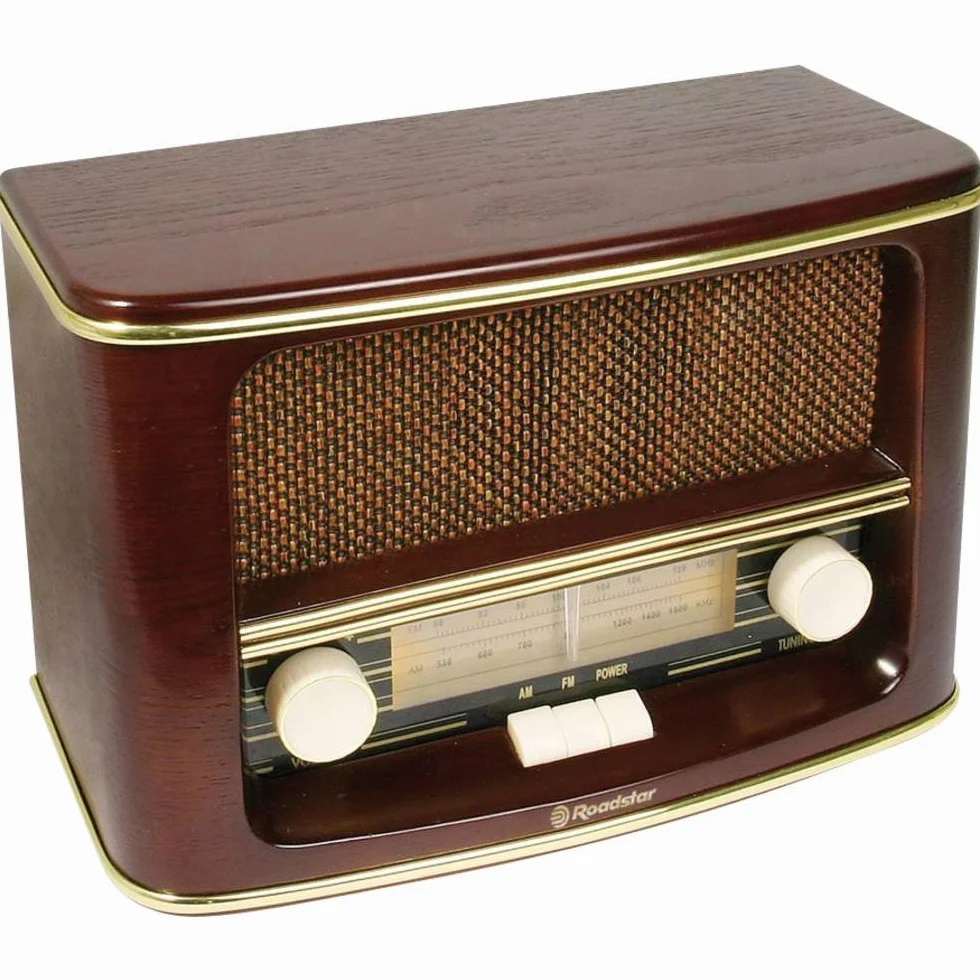 Roadstar HRA-1500N Radio Vintage Portable FM/MW Analogique, Excellente Réception Haut-Parleur intégré de 9,6 W, Alimentation Secteur ou par Piles, Radio Rétro pour la Maison et la Cuisine, en Bois
