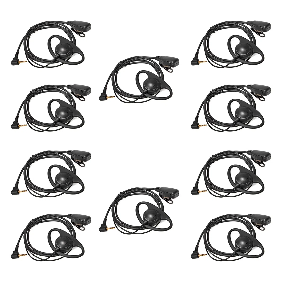 Oreillette de Talkie-walkie 1 Broche 2,5 mm Compatible avec Motorola TLKR T92 H2O T60 T80 T82 Extreme, Casque en Forme de D avec Micro (10 pièces)