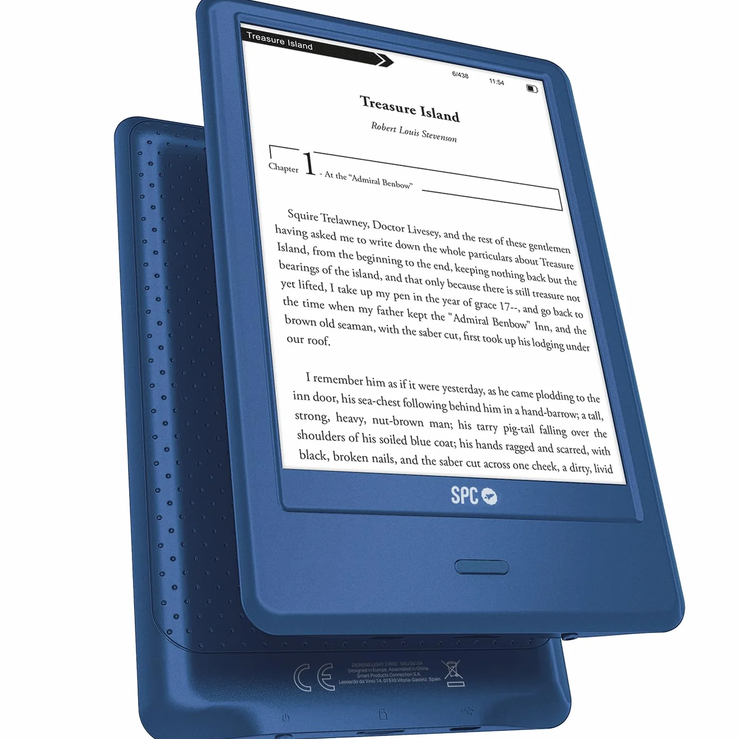 SPC Dickens Light 2 Pro – Liseuse Livre électronique écran Tactile 6 Pouces | Luminosité et température de Couleur réglables | 8GB Plus de 8 000 Livres | 1 Mois autonomie | Léger Fin | USB-C | Bleu