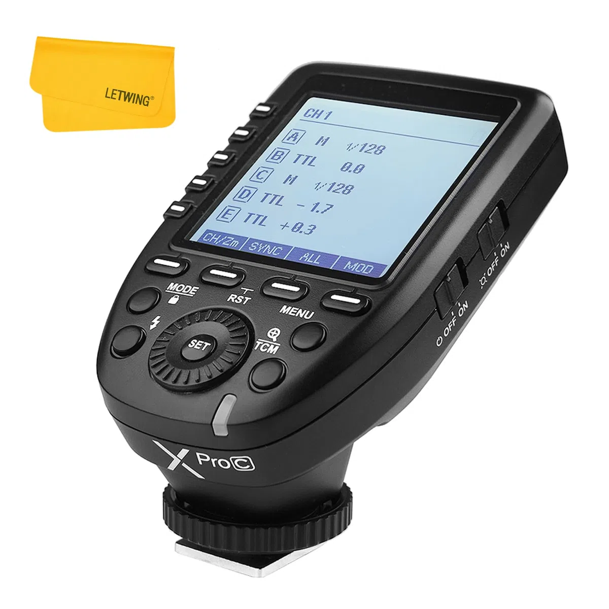 Godox XPro-C TTL Déclencheur de Flash émetteur pour Appareil Photo EOS Canon, 2.4G HSS 1/8000s Flash Trigger, Grand écran LCD Transmetteur, Convert-Manuel Fonction TCM, 5 Boutons de Groupe Dédiés