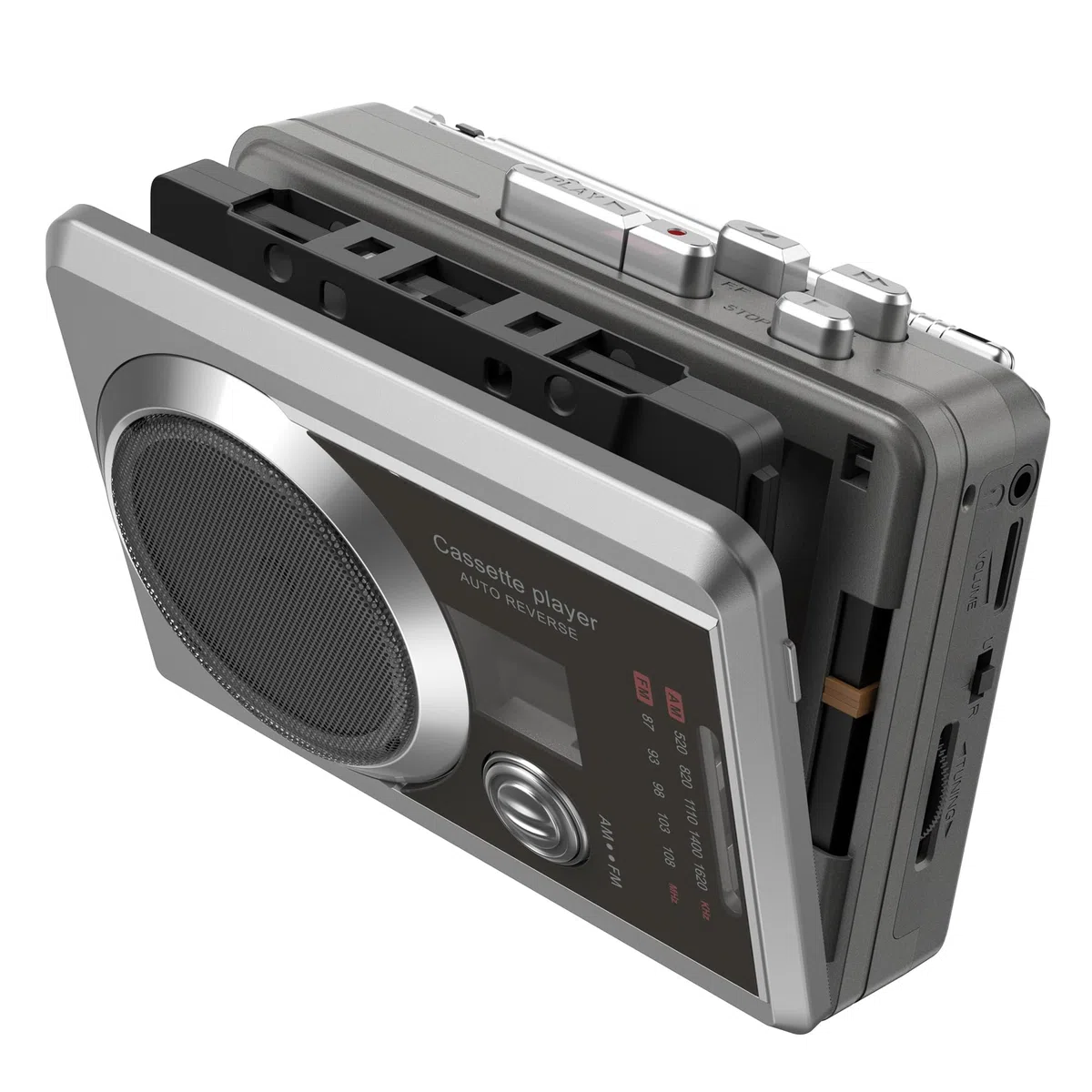Lecteur enregistreur cassette portable et radio AM/FM, lecteur cassette compact avec prise casque 3,5 mm, haut-parleur intégré, alimentation par batterie/USB
