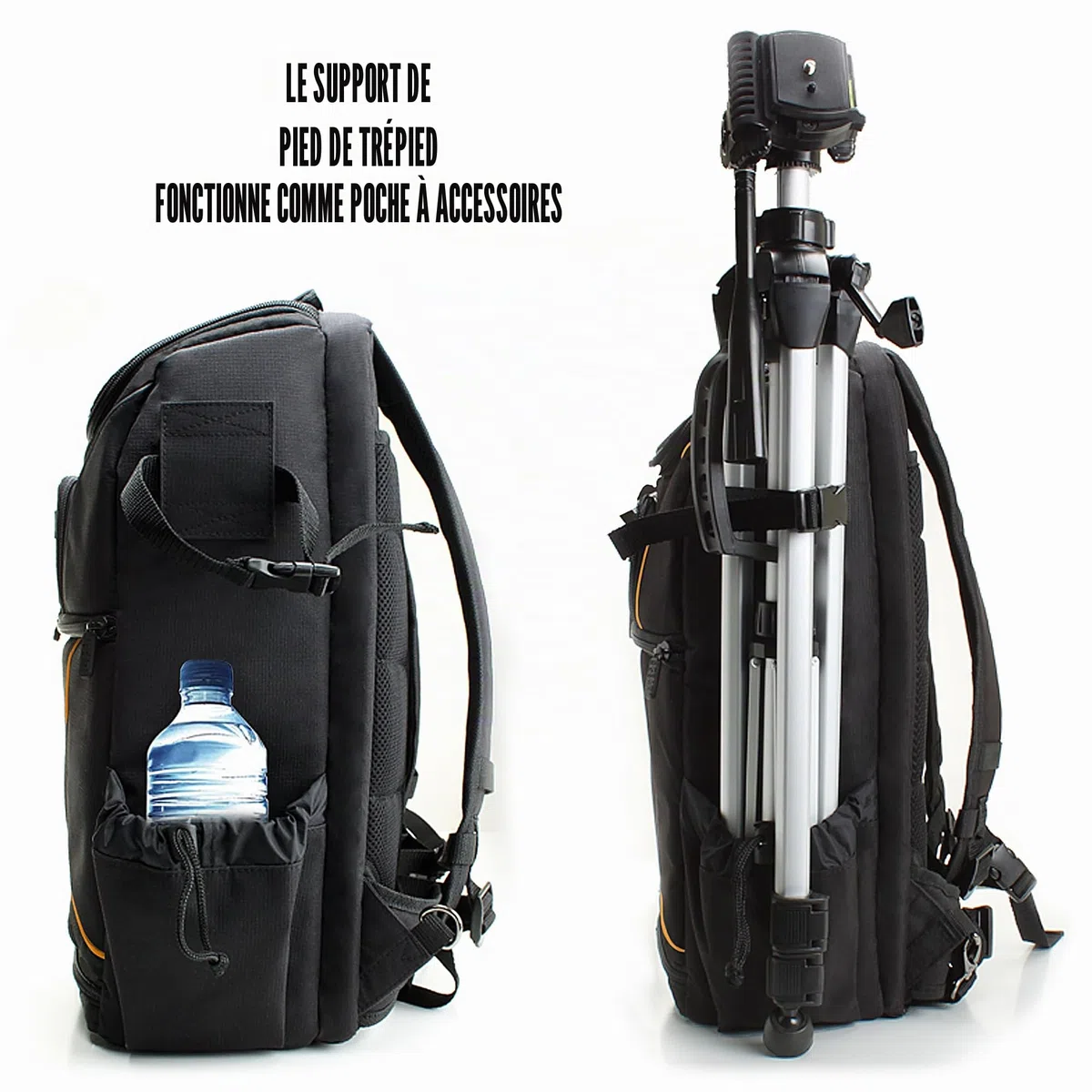 USA Gear Sac à Dos Appareil Photo Réflex Numérique avec Support Trépied, Compartiment Ordinateur Portable et Rangements Accessoires - Sac Photo Compatible avec Canon, Nikon, Pentax et Plus - Orange