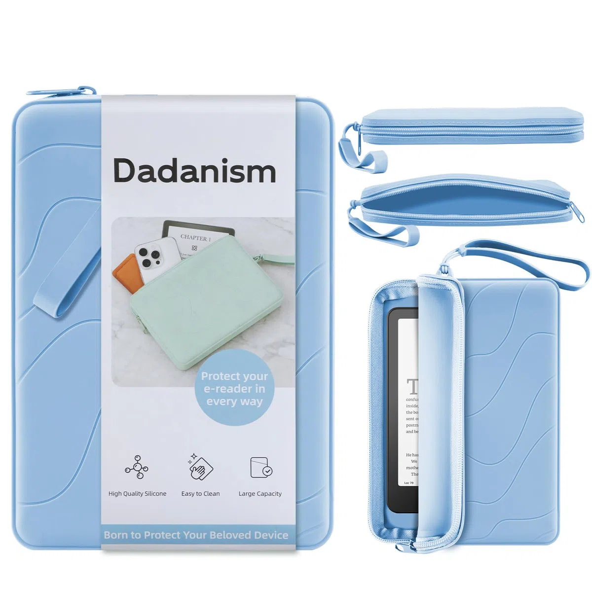 Dadanism 6-7 Pouces Housse Protectrice en Silicone pour 7" All-New Kindle Paperwhite et Kindle Colorsoft Signature Edition, 6" K-indle/K-indle Oasis/E-Reader, Bleu Bondi