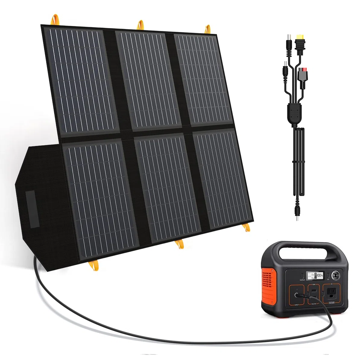 FlexSolar 60W Panneau solaire pliable, modules solaires portables ETFE avec sortie DC/QC 3.0 USB-A et USB-C (PD 45W) pour alimentation de secours, camping, sacs à dos. Compatible avec smartphone