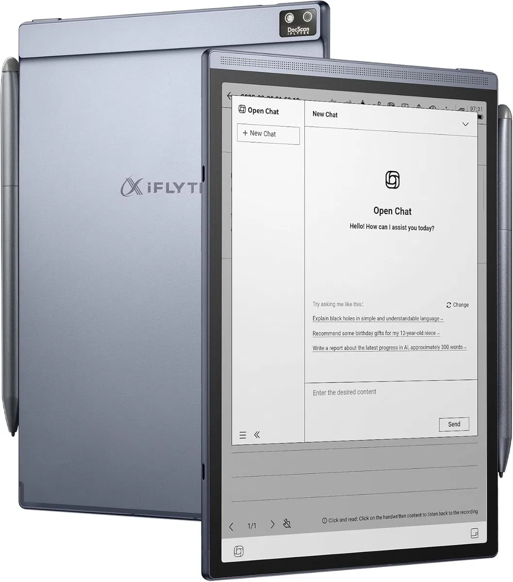 iflytek AINOTE Air 2 Tablette E-Ink 8.2" – Prise de Notes & Papier Numérique avec Stylet, Enregistrement AI, Transcription Multilingue, Lecture et Gestion des Tâches