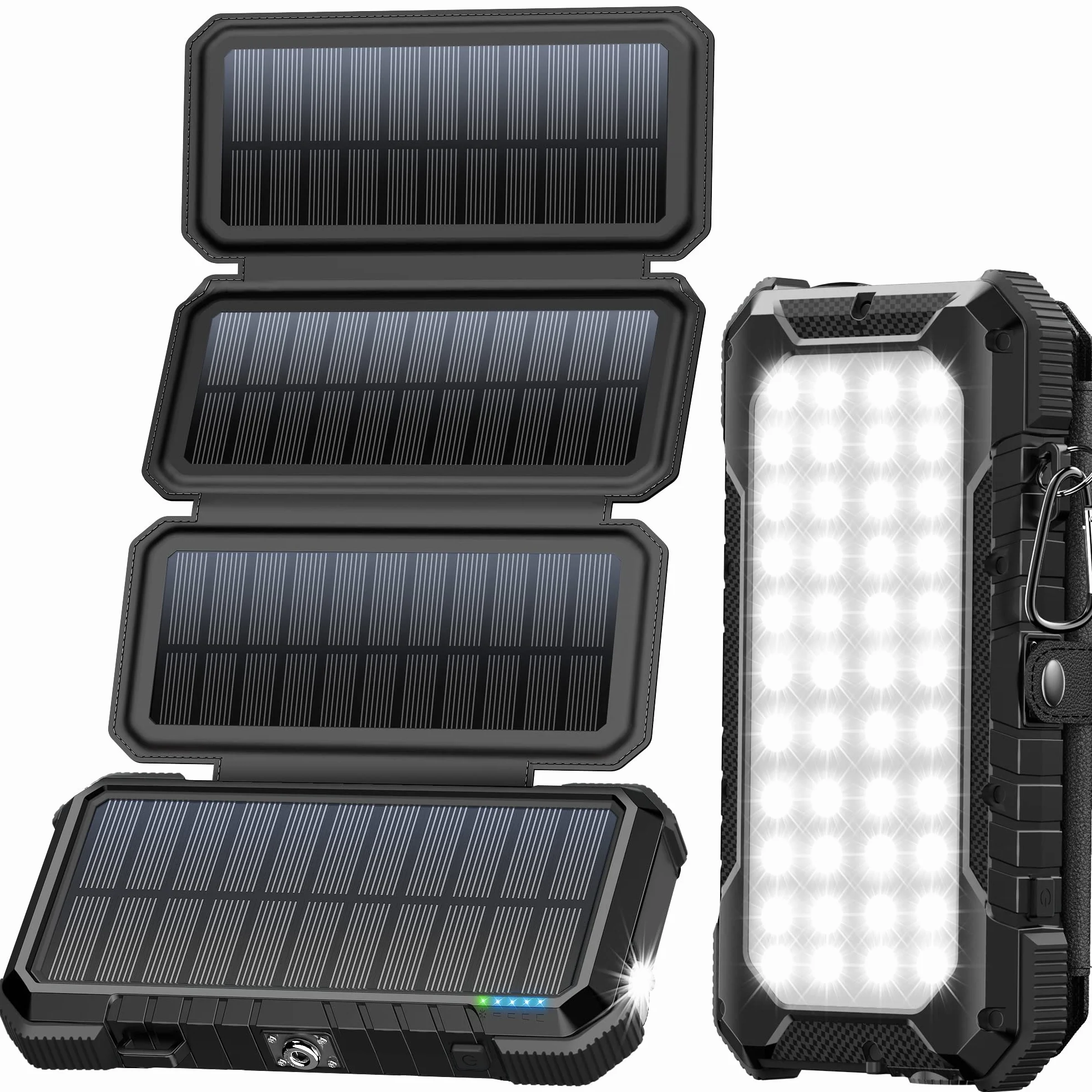 BLAVOR Chargeur Solaire Portable 20000 mAh avec 4 Panneaux solaires, Batterie Externe étanche avec 4 Ports USB 18 W, Chargeur Rapide QC 3.0 USB C Power Bank pour téléphone Portable, Tablette