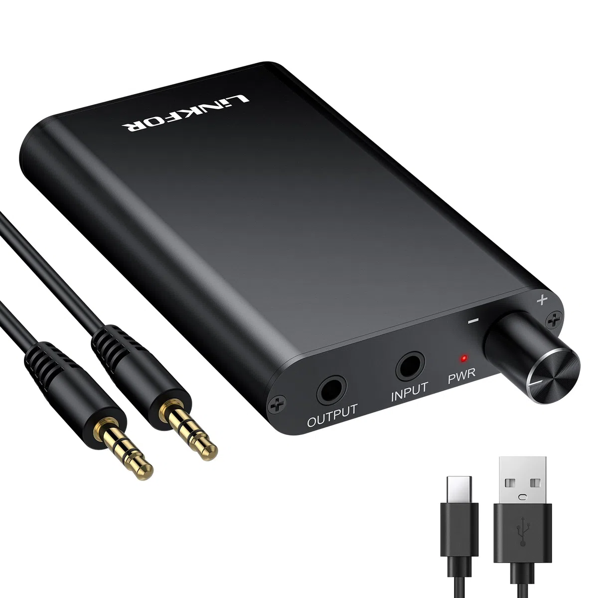 LiNKFOR Amplificateur Casque Portable Hi-FI - Commutateur Gain & Support Haute Impédance 300Ω - pour Smartphone, PC, Voyage