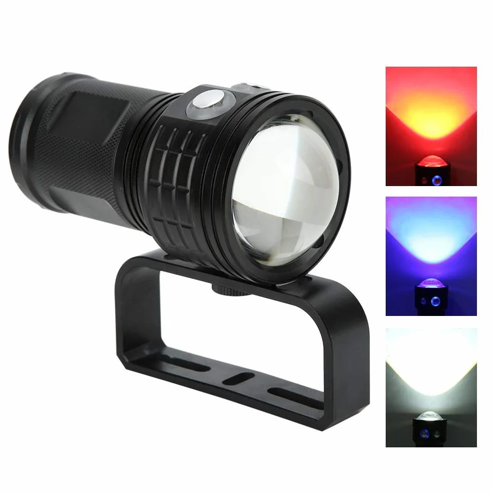 Qinlorgo Lumières sous-Marines Plongée Lumière, QX3 10800LM Étanche LED Lampe de Poche COB sous-Marine 80 M Photographie Vidéo Plongée Remplir Torche Lumière(Noir)
