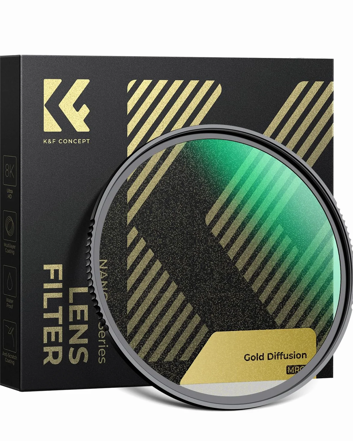 K&F CONCEPT 49mm Filtre Gold-Mist Diffusion Effet Cinématique Spécial et Chiffon de Nettoyage pour Objectif Appareil Photo Numérique