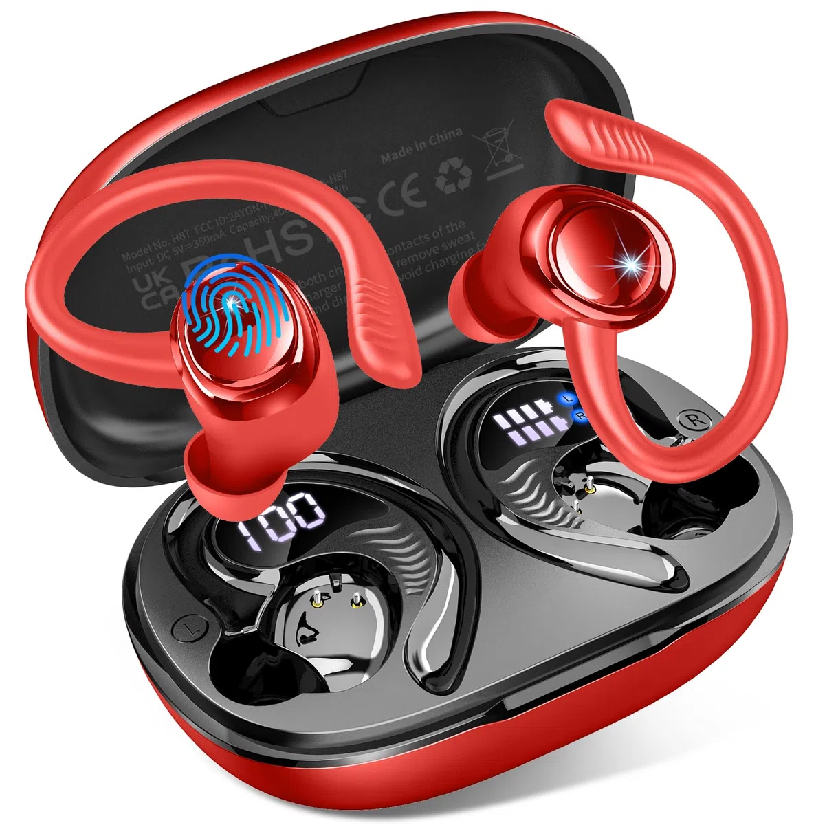 Ecouteurs Bluetooth sans Fil Sport, 2026 Écouteur Bluetooth 5.4 avec 4 ENC Mic, 60+Hrs Ecouteurs sans Fil HiFi Stéréo, IP7 Étanche Oreillette Bluetooth Running, USB-C Charge Rapide, Écran LED Casque