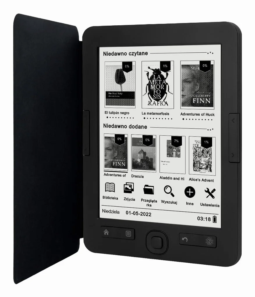 Lecteur Bemi Cognita+ 6" E-Ink Carta, 4GB, PDF reflow, étui en Cuir intégré, Batterie 1800mAh, Prise microSD, Support Adobe DRM