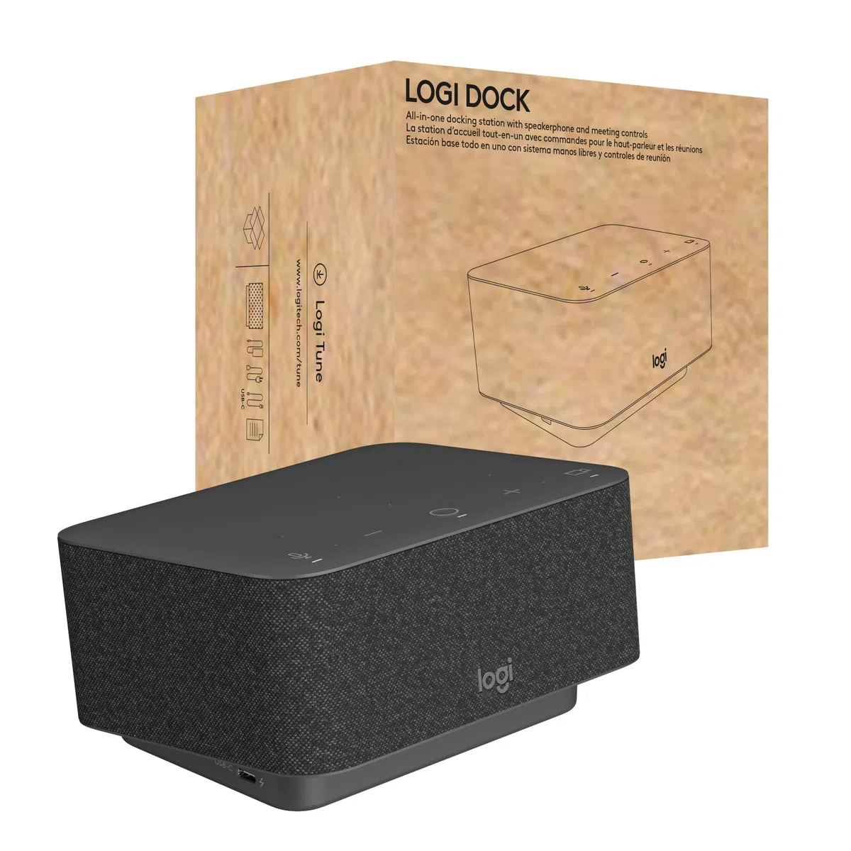 Logitech - Logi Dock, Station d'accueil pour Ordinateur Portable USB-C Tout-en-Un, Téléphone de conférence, Réduction de Bruit, Bluetooth, Windows/macOS, certifié pour Zoom, Google Meet - Graphite