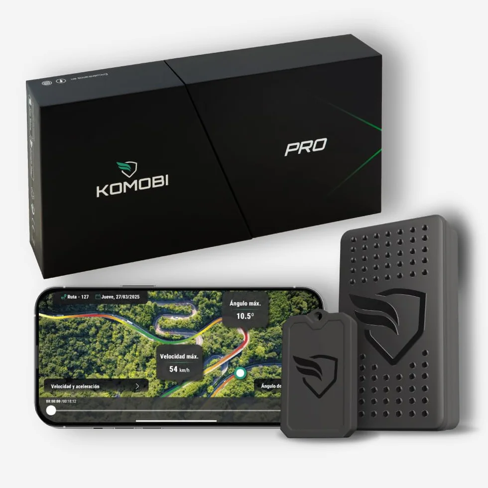 KOMOBI Pro Traceur GPS pour Moto avec Alarme Antivol. GPS Tracker avec Avis de Révisions. Localisateur de Scooter avec Abonnement et SIM. Traqueur de Vehicle avec Télémétrie + Smartkey