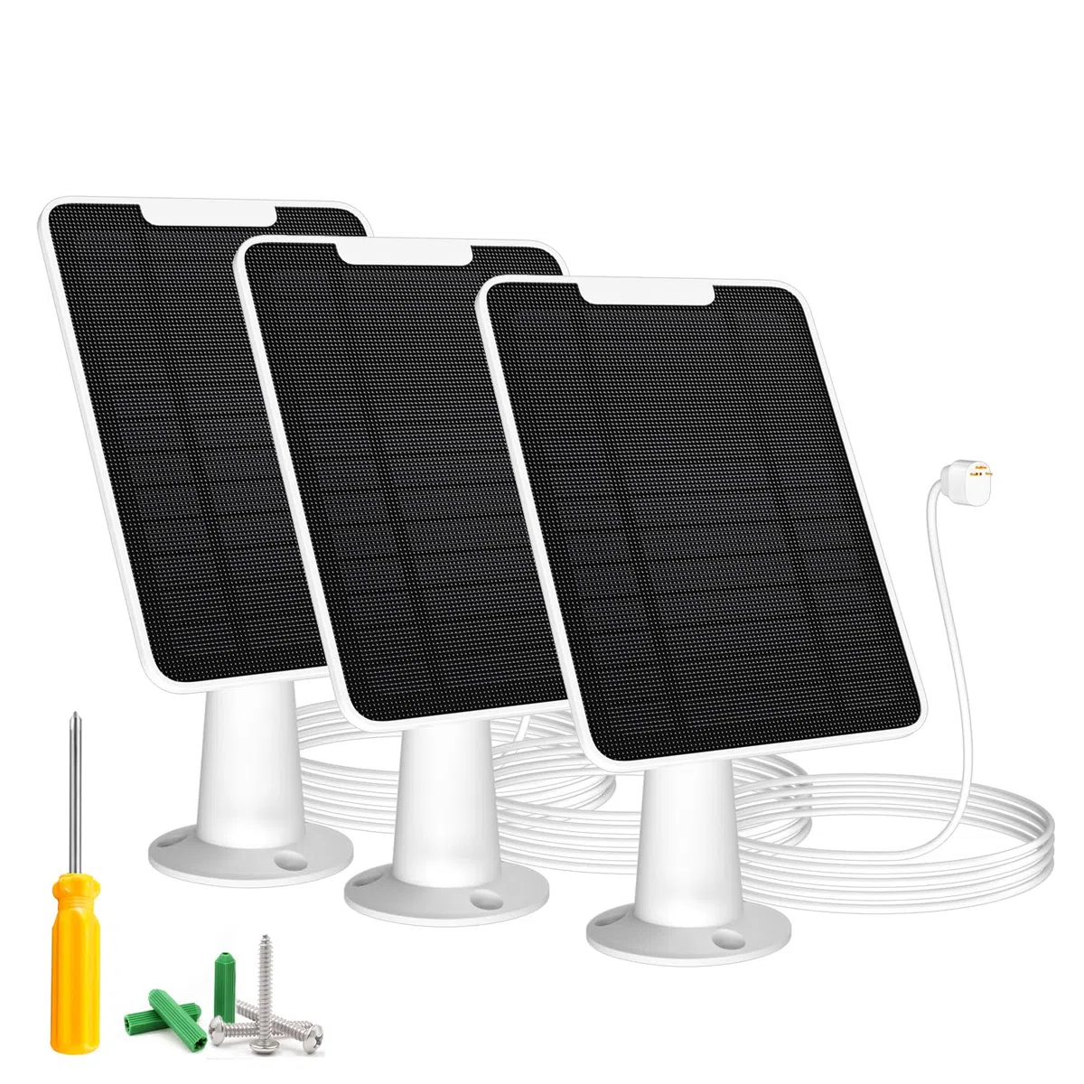 Lot de 3 chargeurs solaires 6 W compatibles Google Nest Cam extérieur-intérieur (version batterie), énergie solaire, IP65 résistant aux intempéries