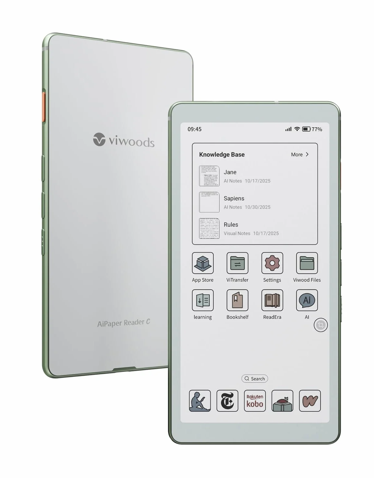 VIWOODS 6,13’’ AiPaper Reader C avec écran Couleur, liseuse E Ink avec lumière Chaude et Froide réglable, Ultra-Fin et léger, intégré à l'IA, 128 Go de Stockage