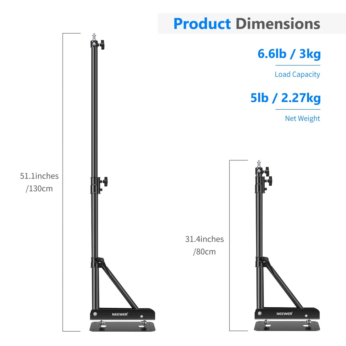 Neewer Support Mural Bras de Fixation Triangle pour Photographie en Studio Lampe Strobe Monolight Softboxes Parapluies Réflecteurs, Rotation Flexible 180 degrés, Longueur Maxi de 130 cm (Noir)